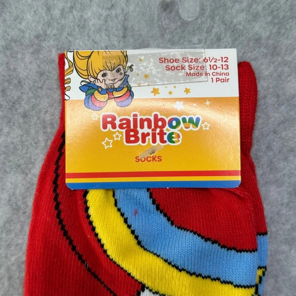 Rainbow Brite Murky Dismal Red Crew Socks  Shoe 6.5-12 Retro 80s Cartoon NEW